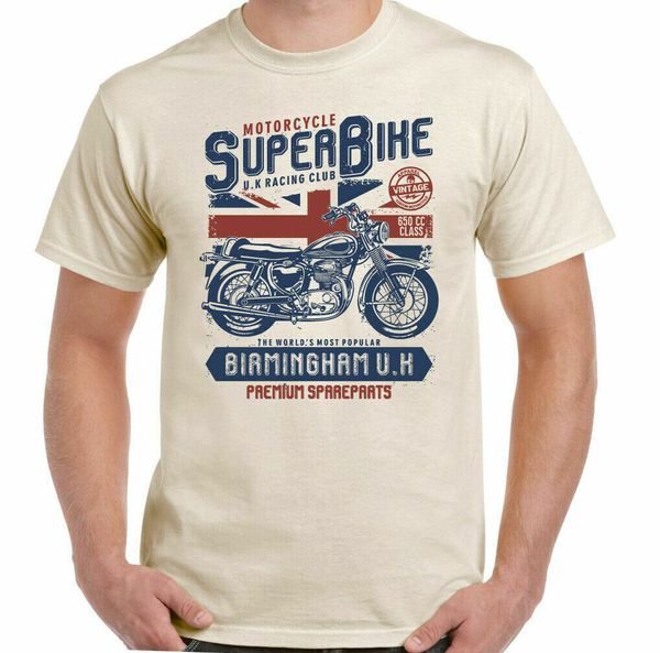 

biker t-shirt motorbike cafe racer motorcycle superbike birmingham uk mens bike, White;black