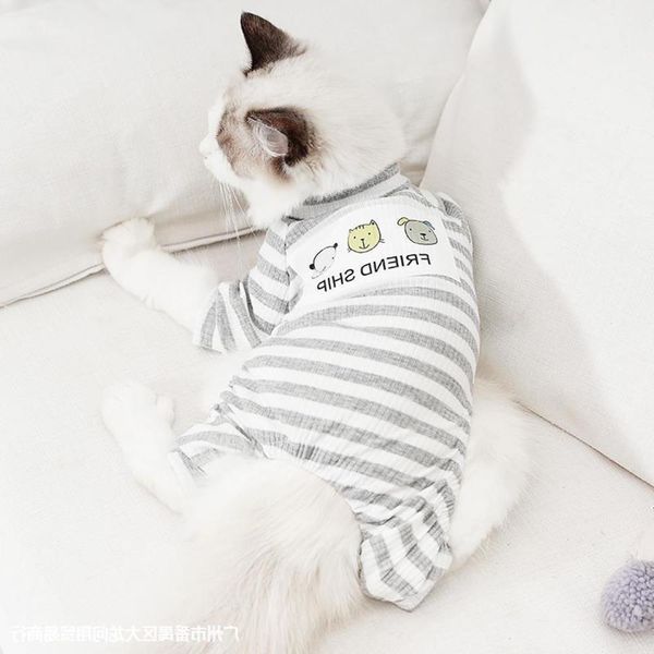 

the dog clothes four legged summer thin striped pajamas dog cat cute kittens autumn and winter clothes