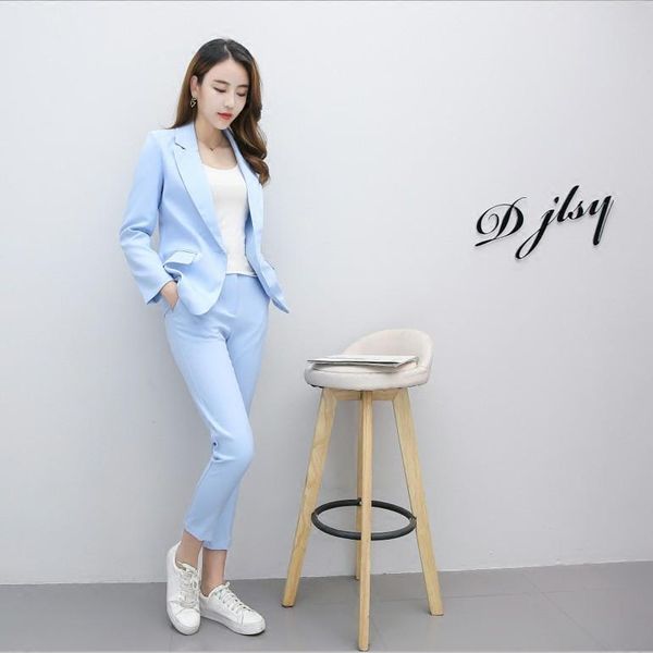 

women's suits & blazers two piece set women suit female career autumn long - sleeved small jacket trousers casual ol, White;black