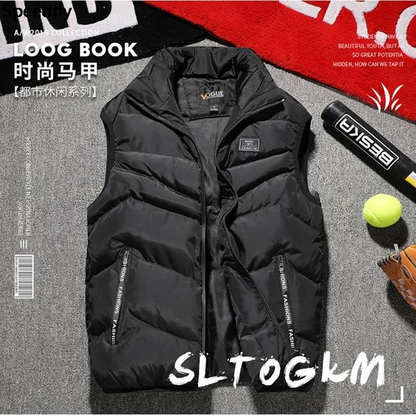 

2021men vest men jacket casual winter warm men's sleeveless handsome vests fashion overcoat waistcoat, Black;white