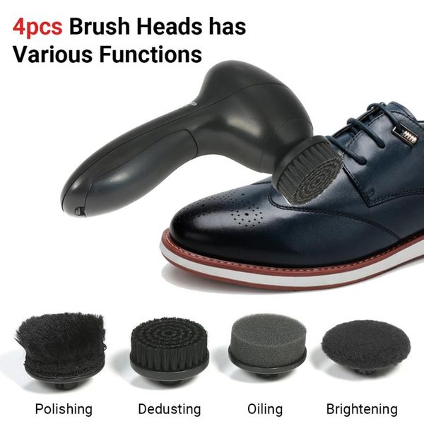 

mini handheld electric shoe brush shine polisher kit dust cleaner with 4 heads leather care eraser clothing & wardrobe storage