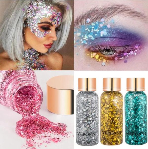 Glitter Pailletten Körper Glitter Gel Pigment Schimmer Festival Körper Gesicht Glitter Make-Up Funkelnden Lidschatten Meerjungfrau Laser 9 Farben