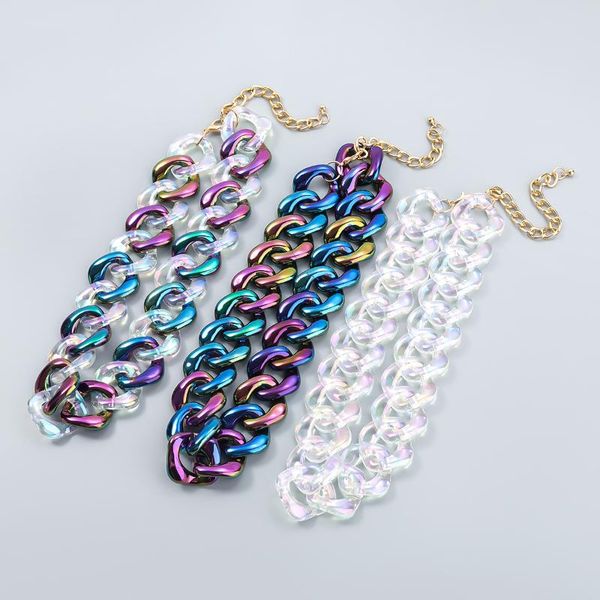 

chains 2021 trend exaggerated alloy resin thick chain geometric necklace female korean hip-hop punk style clavicle, Silver