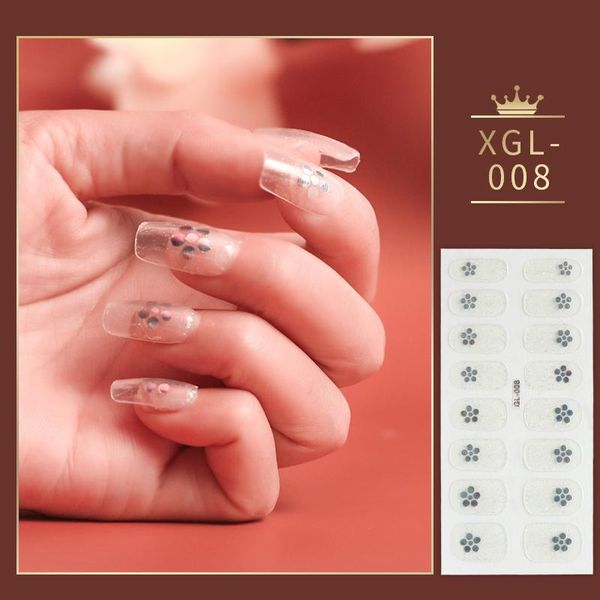 

1pcs glitter gradient color nail stickers french full wraps polish japanese art for nails & decals, Black