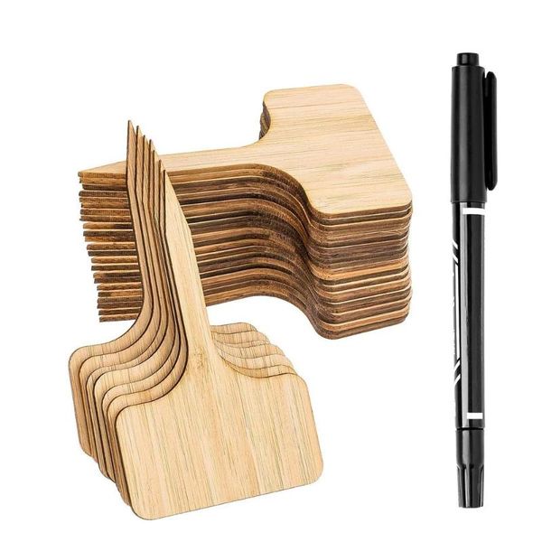 

other garden supplies 10/20pcs t-type bamboo plant labels eco-friendly wooden sign tags markers for bonsai seed potted herbs flowers tool