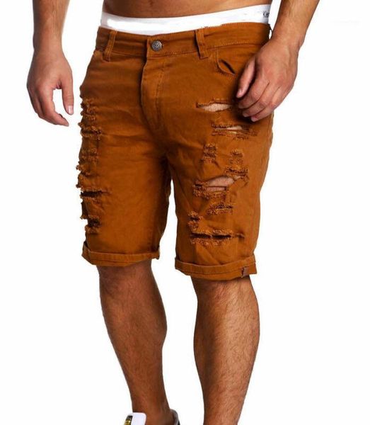 

men's shorts fashion men boy skinny straight short denim pants destroyed ripped jeans plus size, White;black