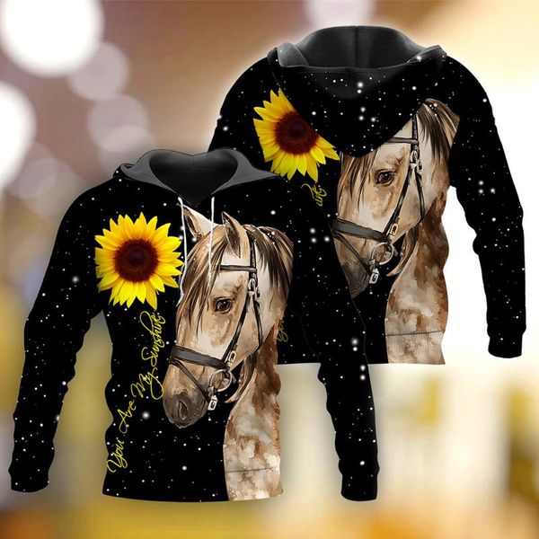 

men's hoodies & sweatshirts and women's hoodie pullovers fashion sweater private custom 3d horse, Black