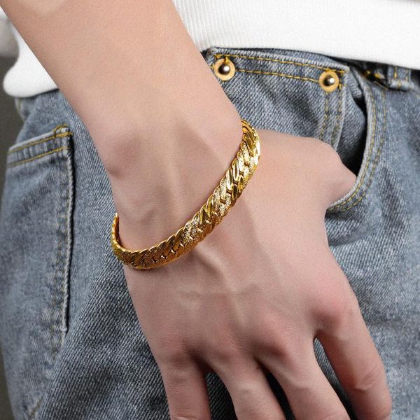

charm bracelets copper plated gold european and american bracelet men's large plate flat snake bone, Golden;silver