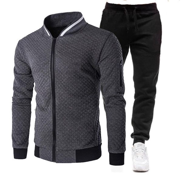 

men's tracksuits jackets and pants, 2-piece sportswear suits with zipper casual jacket + pants jogging suit, Gray