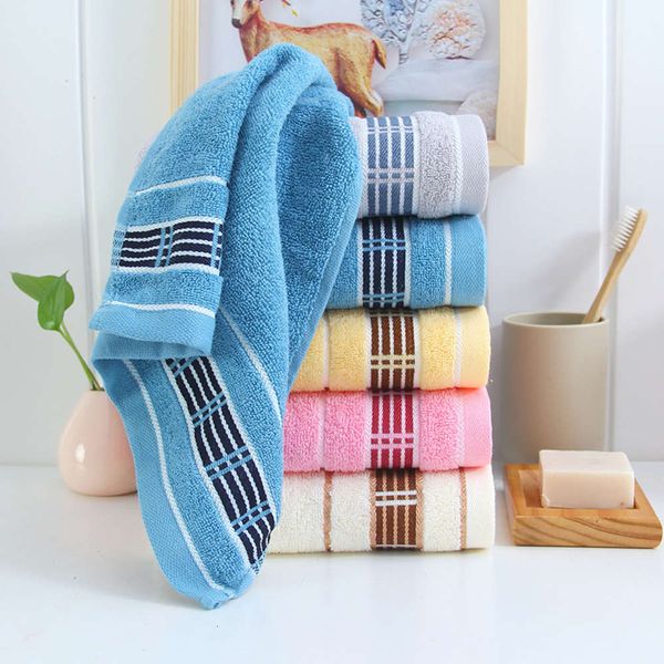 

pure cotton household water absorbent plaid plain wash daily necessities gift towel, White