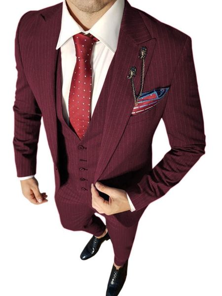 

men's suits & blazers solovedress business suit gentleman 3-piece set pinstripe office meeting customization small large increase, White;black
