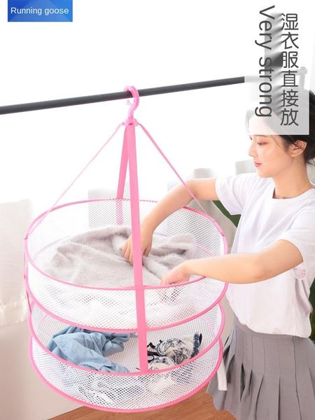 

clothes net basket flat rack double-layer pocket sweater dry hangers & racks
