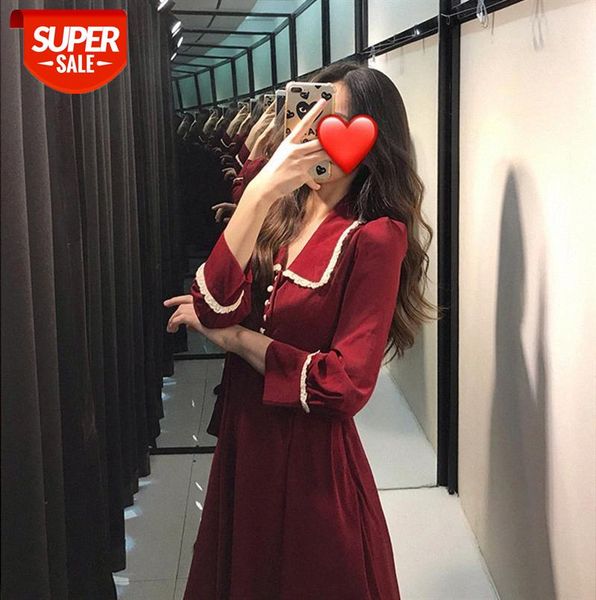 

first love sweet dress gentle wind temperament super fairy over-the-knee long skirt ins female #bo3i, Black;gray