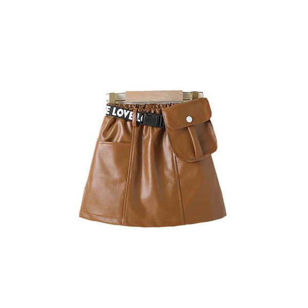 

girls skirts children clothes kids fashion autumn winter pu leather casual skirt b8114, Blue