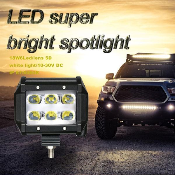 

car headlights carprie light bar work 2021 lc-triple 18w6led lens 5d white 6000k ip68 waterproof for 9-32v dc 1031