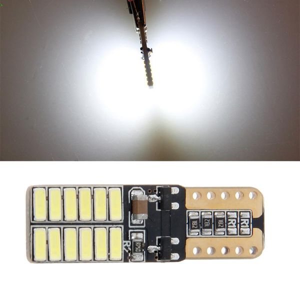 

car headlights 1pc canbus t10 w5w 3014 smd 24 led auto light source bulb backup lamp white
