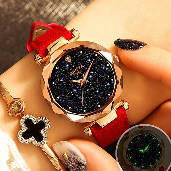 

wristwatches 2021 women watches rose gold starry sky watch rhinestone ladies clock montre femme bayan kol saati, Slivery;brown