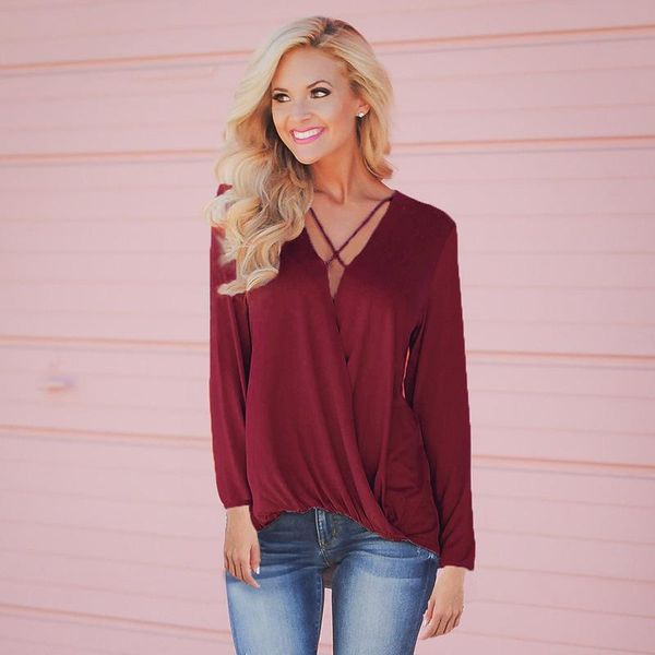 

women blouse fashion long sleeve solid bandage casual female vintage fall winter ladies clothing womens elegant shirt women's blouses &, White