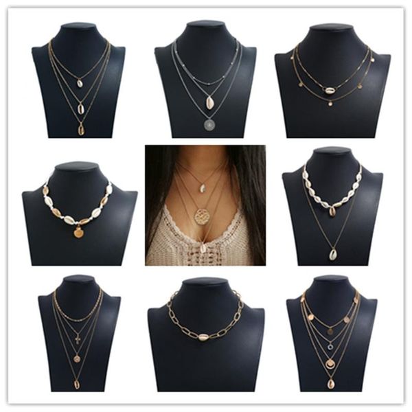 

pendant necklaces goth iron chain toggle clasp coin cross necklace for women wedding party punk multilayer jewelry gift, Silver