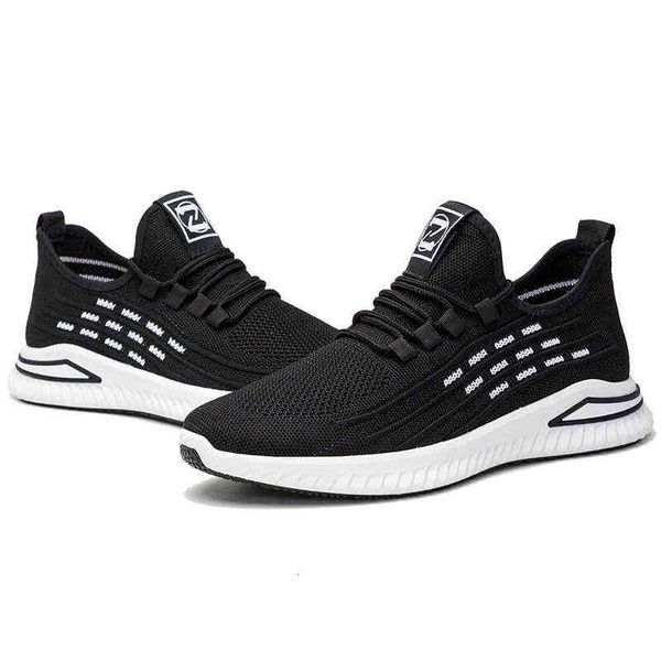 

2021 men's shoes autumn sports flying woven breathable casual trendy fashion korean, Black