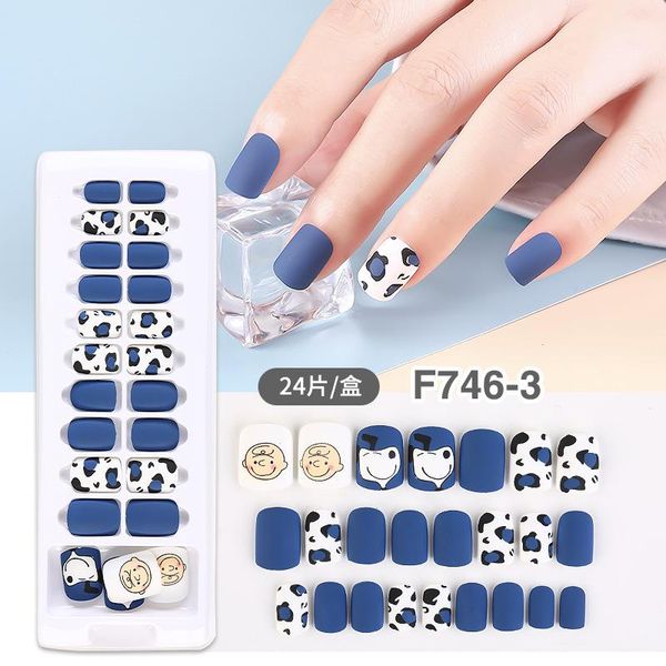 

false nails 24pc/ set cartoon nail art fake full coverage stickers wearable reusable decorative f746, Red;gold
