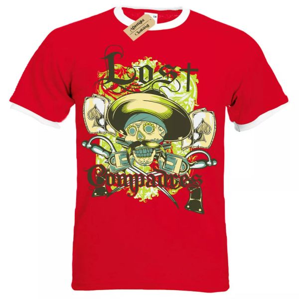 

Perdido Compadres Camiseta Hombre Ringer, White;black