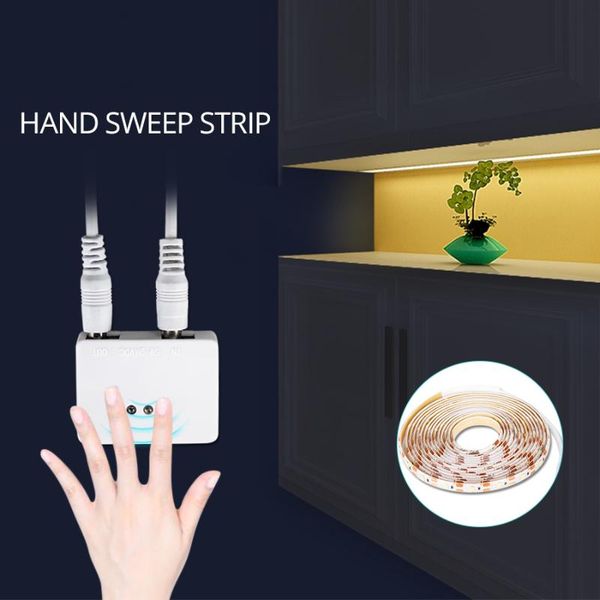 

hand wave led strip light diode ribbon tape 12v with dimmable sweep sensor switch diy kitchen cabinet lights wardrobe lamp strips