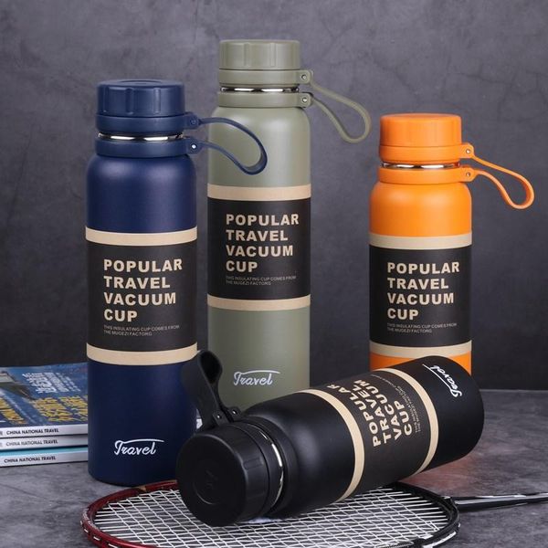 

water bottles portable large capacity thermal mug vacuum insulation flask bottle stainless steel outdoor sports travel cup