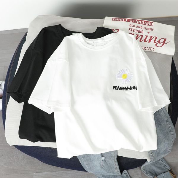 

women's t-shirt hxjp the summer 2021 short sleeve thin trend loose korean version of versatile, White