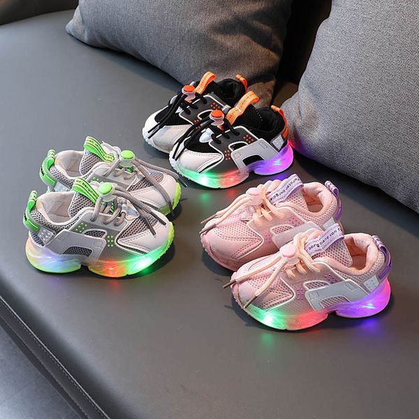 

baby athletic kids shoes children sneakers girls boys footwear child spring autumn led running shoe sports moccasins soft b7415, Black