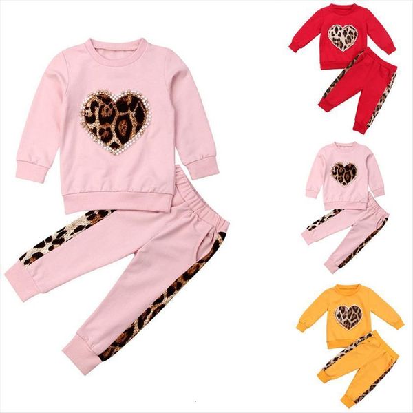 

toddler kid baby girl winter autumn clothes sets solid color long sleeve leopard pants outfit tracksuit 1 5t, White