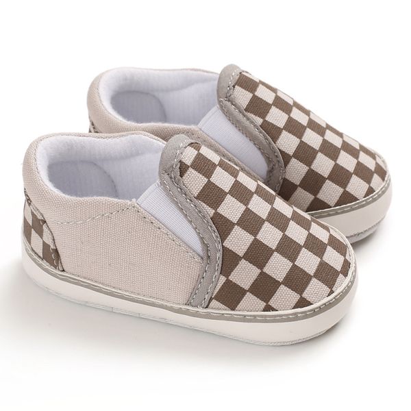 Sapatos de bebê clássico xadrez da criança primeiro walker nascido bebê menino menina sapatos sola macia algodão casual esportes infantil berço sapatos bonito