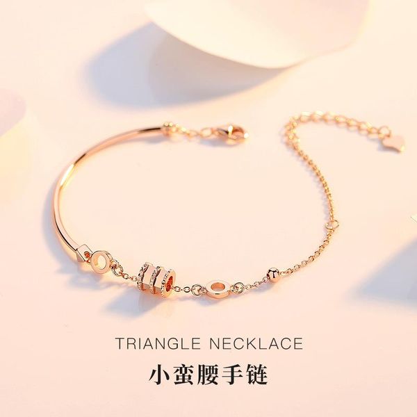 

charm bracelets s925 sterling silver small waist bracelet women's minimalist fashion tide personality niche design hand accessor, Golden;silver