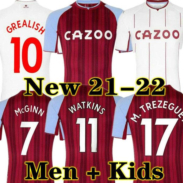 

men + kids kit grealish watkins buendÃ­a soccer jerseys 21 22 home away mcginn aston el ghazi wesley villa douglas luiz mings konsa cash m.tr, Black;yellow