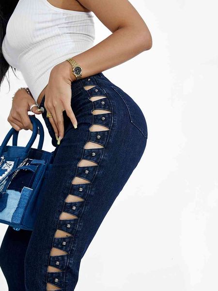 

women's pants & capris hollow side girl showing burnt butt cheeks denim female pants elongated lines pvkp, Black;white