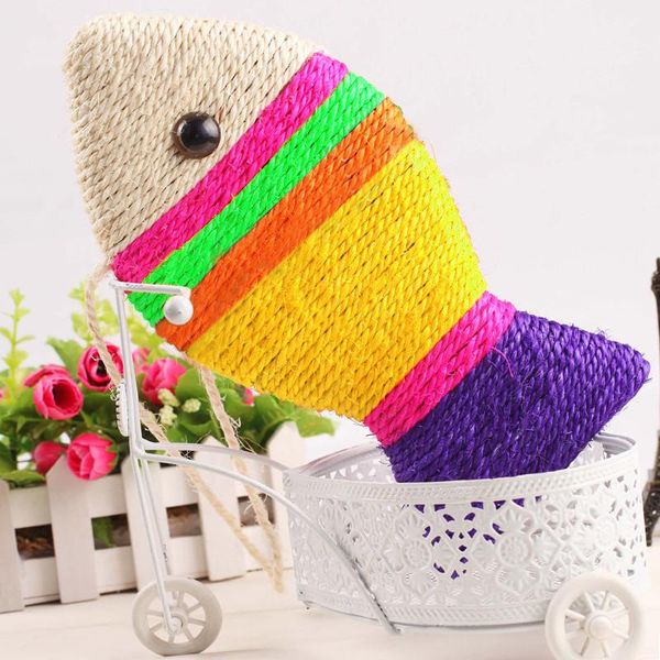 

cat toys pet toy colorful gifts natural sisal material large three-dimensional fish scratch board playing for