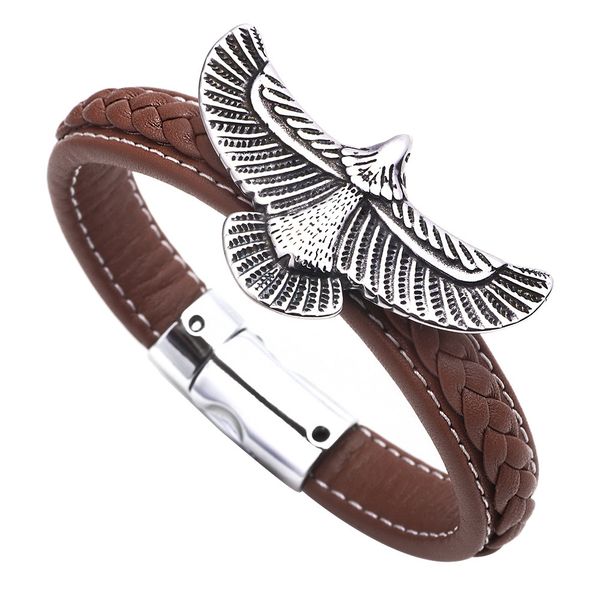 

new men's bracelet exaggerated domineering punk flying eagle stainless steel bracelet, Golden;silver