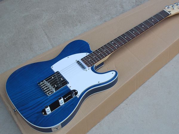 

electric guitar dark blue body rose wood fingerboard white guard