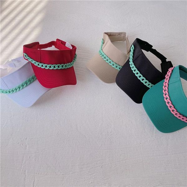 

caps & hats nordic style acrylic chain empty hat kids outdoor sun protection sunshade visor spring summer run sport travel cap, Yellow