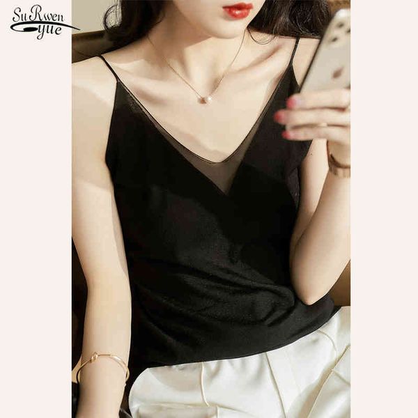 

summer silk women blouses  v-neck gauze satin blouse woman office lady shirt blusas 14658 210521, White