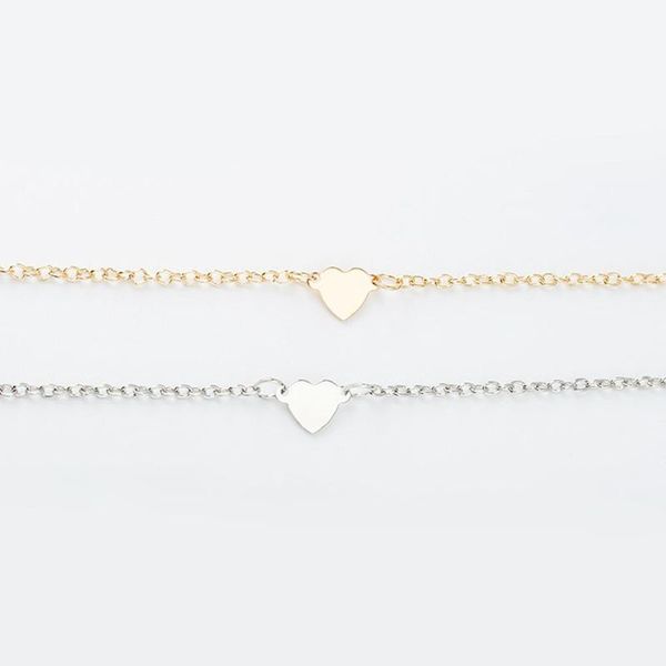

charm bracelets good selling women trendy jewelry double heart style love gold color bracelet gift simple chocker, Golden;silver