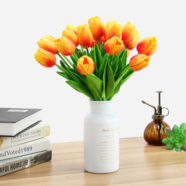 

decorative flowers & wreaths tulip artificial flower 22pcs real touch bouquet fake for garden wedding home decor mother's day gift