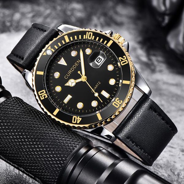 

wristwatches relogio masculino 2021 fashion watch men leather band analog quartz round drop business, Slivery;brown