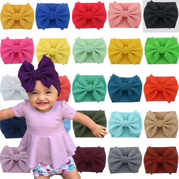 

tiktok kids hair wrap wide bowknot headband big bow hairbands baby girls knitting headbands children's party princess style solid plain, Slivery;white