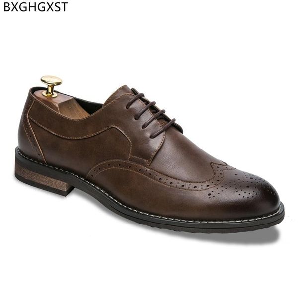 

dress shoes black men leather formal brogue brown oxford wedding for 2021 chaussure homme zapatos de hombre