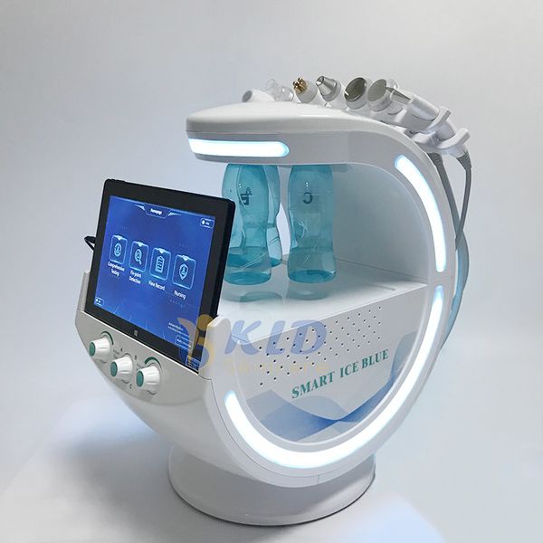 Portátil 7-em-1 hidratando Facial Smart Ice Blue Skin Analyzer RF RF Face-Lifting Spray de Oxigênio Scrubber Limpo