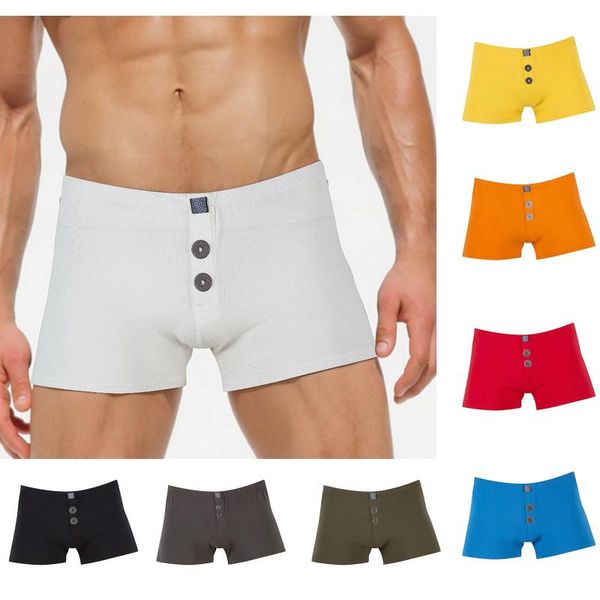 

underpants daigelo boxers men's fashion flat corner button solid color cotton home leisure underwear male comfortable, Black;white