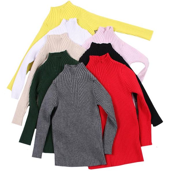 

spring baby boys girls turtleneck sweaters kids pullover knitted bottoming children clothing cardigan, Blue