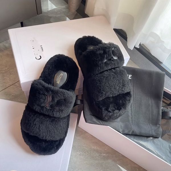 

same autumn and winter new lin versatile flat bottomed women's slippers, Black