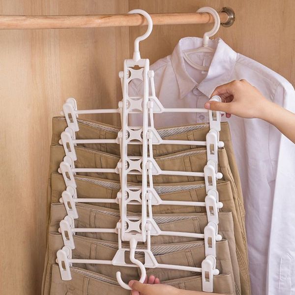 

hangers & racks est six in one multifunction pants closet hanger plastic non-slip wardrobe storage clothing rack